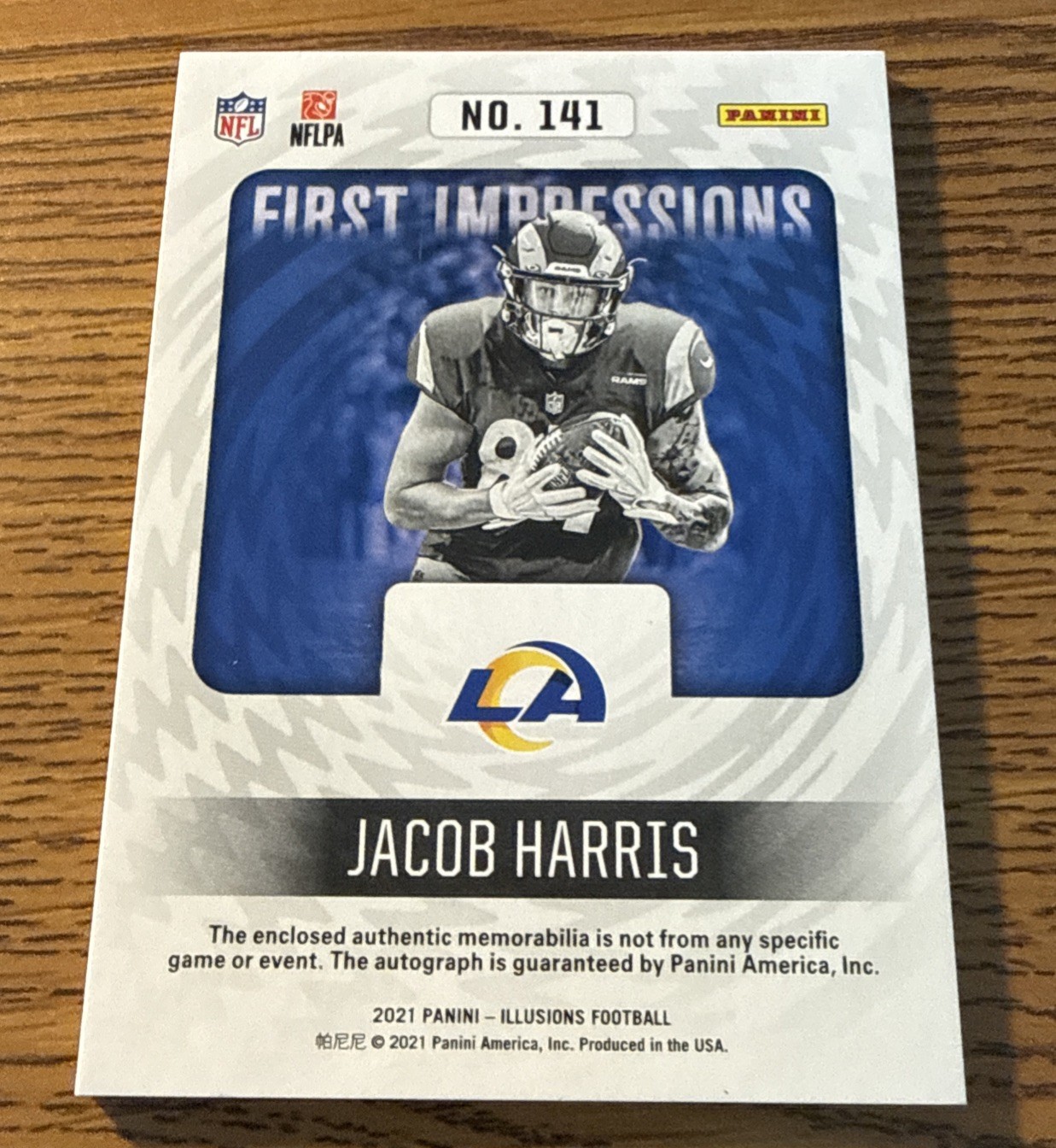 JACOB HARRIS 2021 Panini Illusions First Impressions Rookie Relic Auto #D /299 view 2