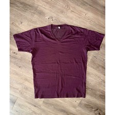 Uniqlo Mens Burgundy V-Neck Short Sleeve T-Shirt Size L Cotton Blend