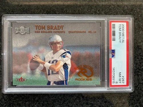 2000 TOM BRADY ROOKIE CARD FLEER METAL #267 PSA 8