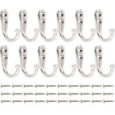 12 Pack Wall Mounted Coat Hooks Single Prong Robe Utility Hooks for Clothes