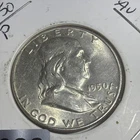 1950p benjamin franklin half dollar AU Ungraded Coin  0682