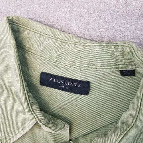 All Saints Mens Shirt Large Green Drobak Military Overshirt Utility Army Field - Picture 3 of 10
