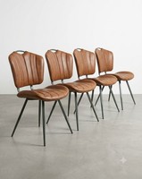 Dining Chair Vegan Leather Tan Brown (4 Chairs)