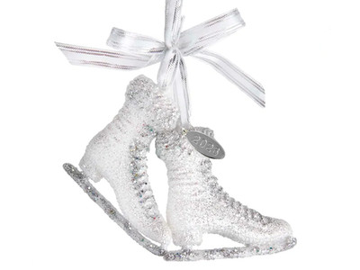 Glitter Ice Skate Ornament, Skating Gift, Figure Skates w/ Hangtag, in Gift Box