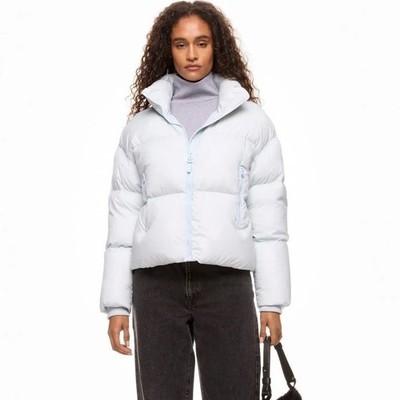 Mackage Tessy Powder Blue Nylon High Neck Quilted Puffer Jacket Size Large