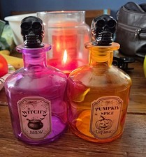Halloween Glass Bottle Centerpiece, Witch's Brew, Purple/Orange
