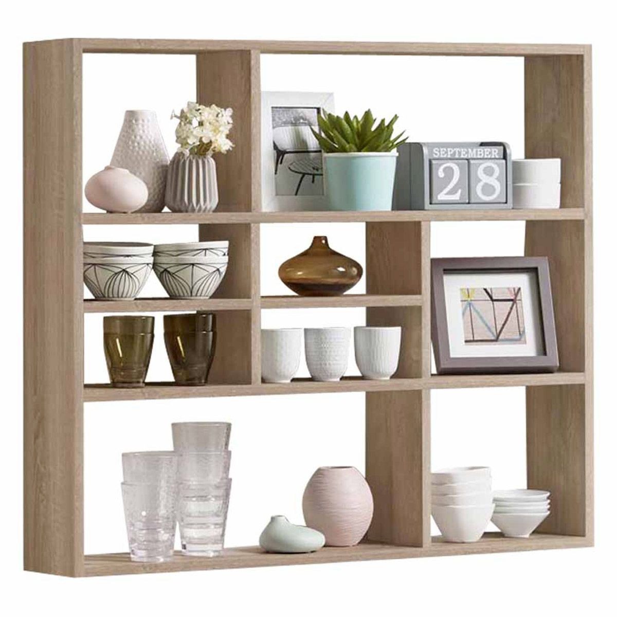 Étagère murale beige 90cm Liloun en bois pour salon