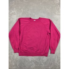 Vintage Tultex Sweatshirt Women L Fit S Pink Raglan Crewneck Pullover USA Made