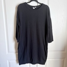 Gap Black Crew Neck Pockets Sweatshirt Tunic Dress Size Medium