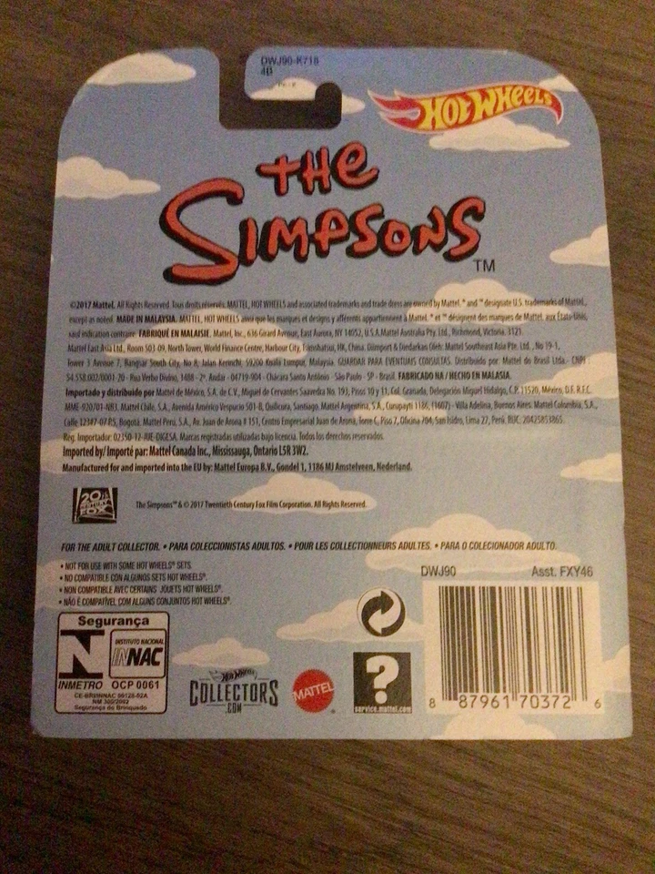 2017 Hot Wheels The Simpsons Family Car Real Riders Metal NEW!! - Image 2 of 4