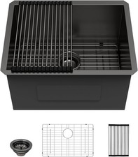 24x18x12 Inch Black Laundry Sink Undermount T304 16 Gauge Stainless Steel Dee...