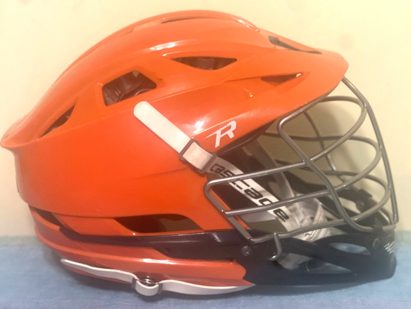 CASCADE  R w/Seven Liner Orange Adult LG Adjustable Lacrosse Helmet & Chin Strap