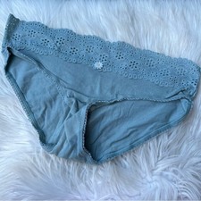 Victoria s Secret Dusty Teal Daisy Embroidered Floral Lace Hip Hugger Panties