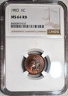 NGC MS-64 RB 1903 Indian Head Cent, Attractively Toned, Red-Brown specimen.