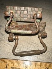 Pair Antique Drawer Pulls Brass Copper, Nice Patina & Design!