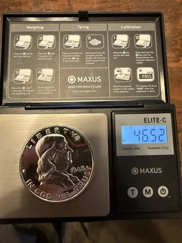 1948    Franklin Half Dollar .999 silver plated US Coin 46.47 Grams Uncirculated