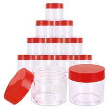 12 Pieces 30G/30ML Round Cosmetic Sample Pot Jars Container Red Lids BPA Free