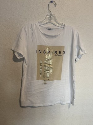 Stradivarius T-Shirt Women Graphic Print White Size Medium