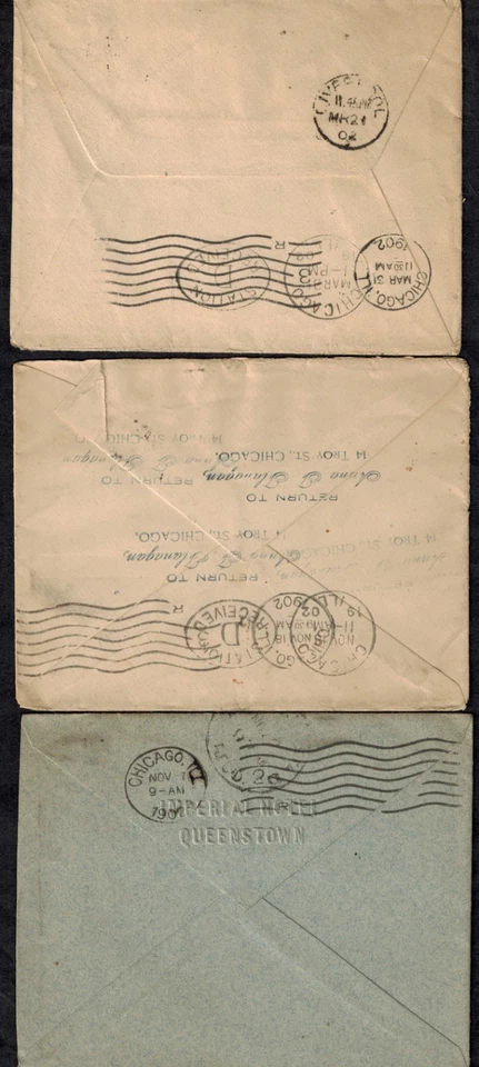 Gran Bretaña 1907-11 6 cubiertas a Chicago con KE VII SG 215, 218, 219, 230 y 231 Foto 2 de 4