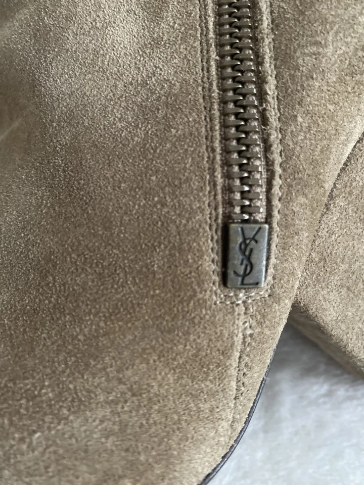 Saint Laurent Niki 85 Ankle Light Boots Brown Suede Leather 37 - made in ITALY - Image 4 of 4