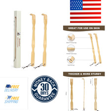 2 Pack Wooden Bamboo Back Scratcher, 17 Inch Long Handle Back Scratchers for
