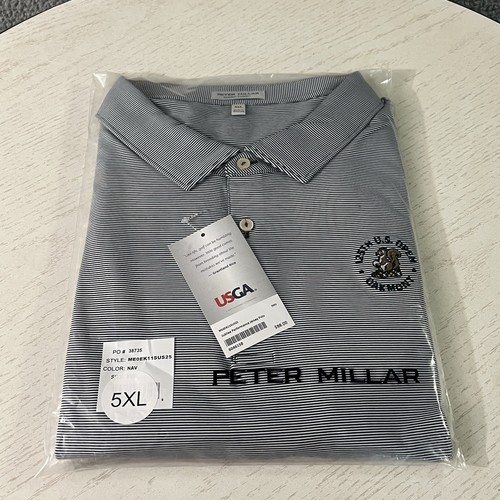 Peter Millar Polo Shirt Mens 5XL Summer Comfort 125 US Open Golf Navy Striped