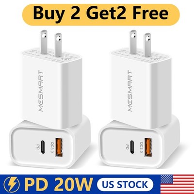 2 Ports Fast Charger Block For iPhone16e 15 Pro Max 20W Power Adapter Head White