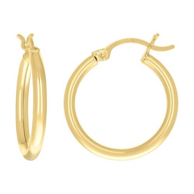 10kt Gelbgold Damen Ultraleichte Rundrohr 2mmx15mm Klapp Creolen Huggies