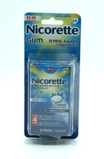 Nicorette 4mg Gum 20ct White Ice Mint Quit Smoking Aid EXP 02/2026+