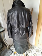 Black faux leather long coat