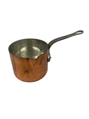 Casserole à lait cuivre inox Française manche acier verseuse vintage France 22cm - Photo 1/4