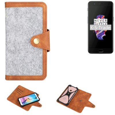 Filzhülle für OnePlus 5 Handy-Tasche hellgrau
