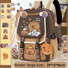 Capybara Cute - Backpack Kawaii - Student School Travel Bag - with Accessories
