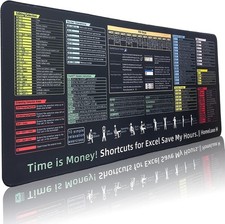 Excel Mouse Pad, Desk Mat for Microsoft Excel Shortcuts, Large Office Desk
