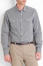 NWOT TED BAKER LONDON GRAY GRINGHAM SPORT Long Sleeve Shirt Sz US 44 TB Sz 6