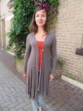 Grey/italian/freesize/ Waterfall,/ Open 3/4/open Sweater, Stretchy, 1 Size/s-m