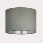Lampshade Sage Green Textured 100% Linen Brushed Silver Drum Light Shade