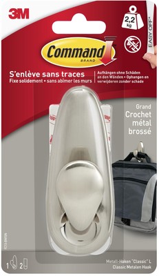 Metallhaken Forever Classic gebürstetes Nickel - 1 Metallhaken und 2 Klebestr...
