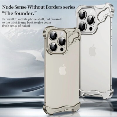 Metal Irregular Titanium Alloy Bumper Phone Case For iPhone 14 Pro