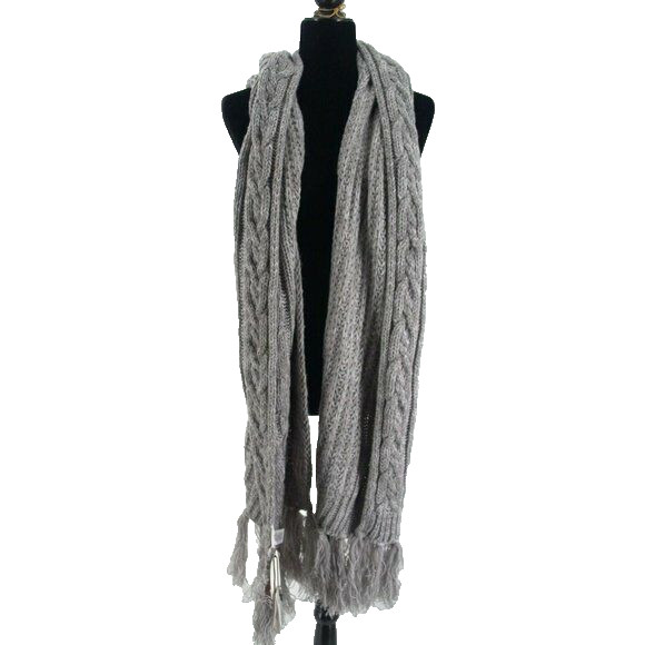 TREASURE - BOND WOMEN'S RIBBED KNIT SCARF GRAY