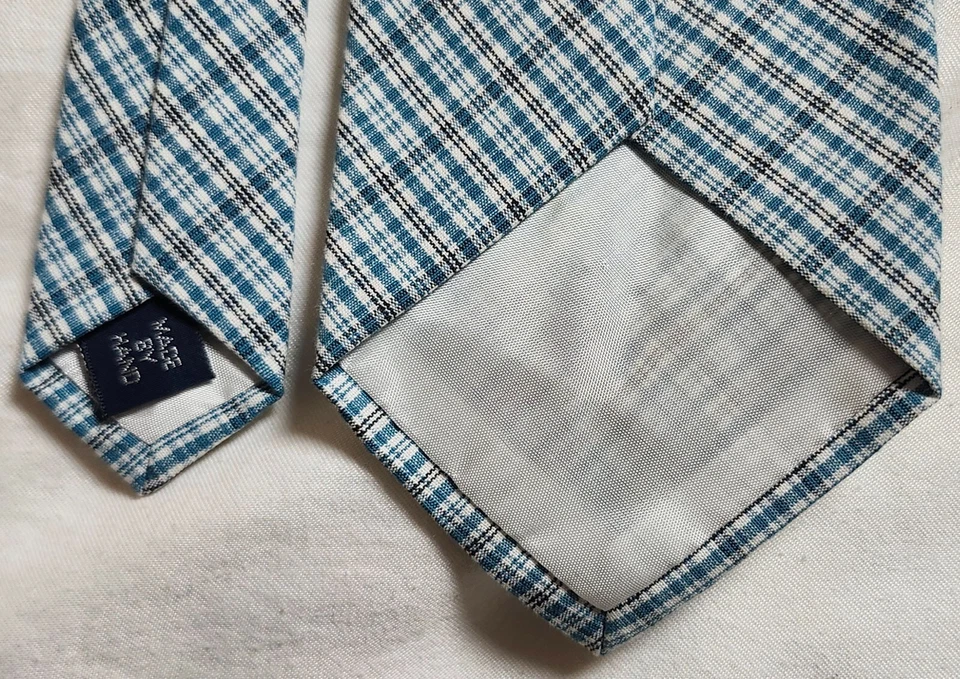 Polo Vintage por Ralph Lauren Corbata 100% Algodón Azul Cuadros Big Pony Hecho en EE. UU. Foto 4 de 4