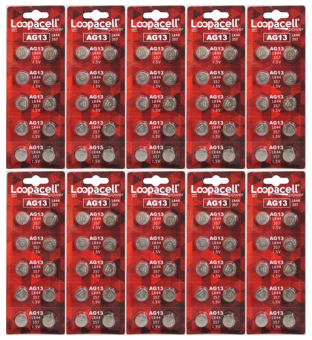 LR44 BATTERY (100 piece) LR44 357 A76 L1154 AG13 357 Alkaline Loopacell Battery 