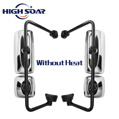 2PCS For Freightliner M2 Door Mirror w/Arm Assembly Chrome Left+Right Side Set