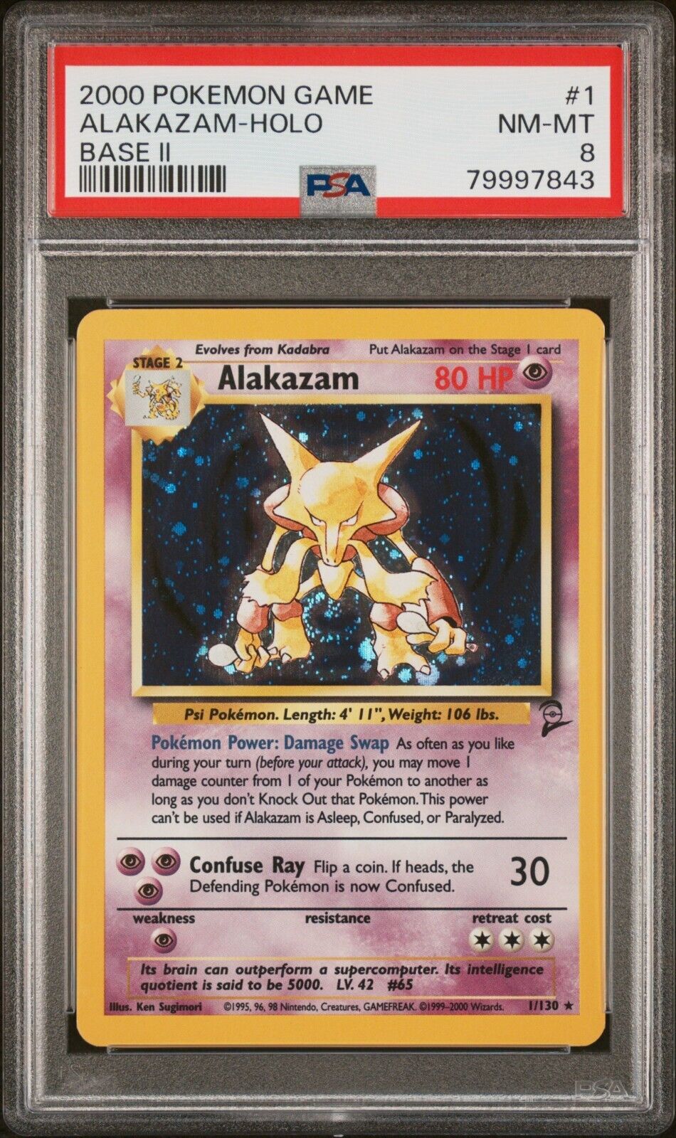 Mavin  Alakazam #65 - Base Set 2 rare holo 1/130 Near Mint Pokemon card  full evolution