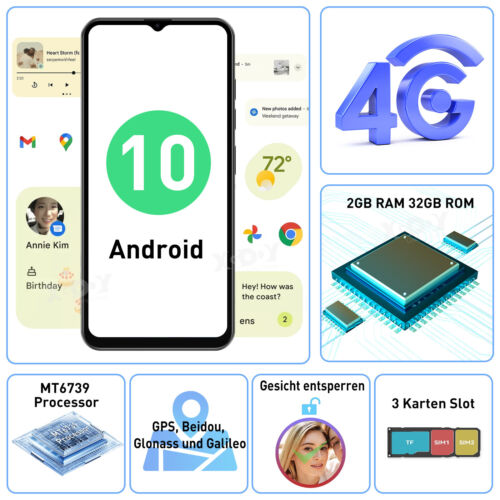 XGODY Neu Smartphone Android 6,5" Handy Ohne Vertrag DE Dual SIM 4Core Phablet - Bild 3 von 15
