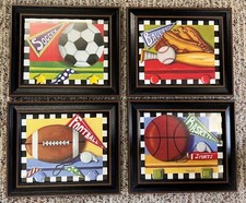 Framed Sports Art Decor for Kids