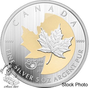 Canada 13 50 25th Anniversary Of The Silver Maple Leaf 5 Oz Coin Ebay