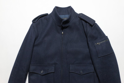 A.P.C Navy Blue Wool Flight Bomber Ribbed Knit APC Jacket Small S $495