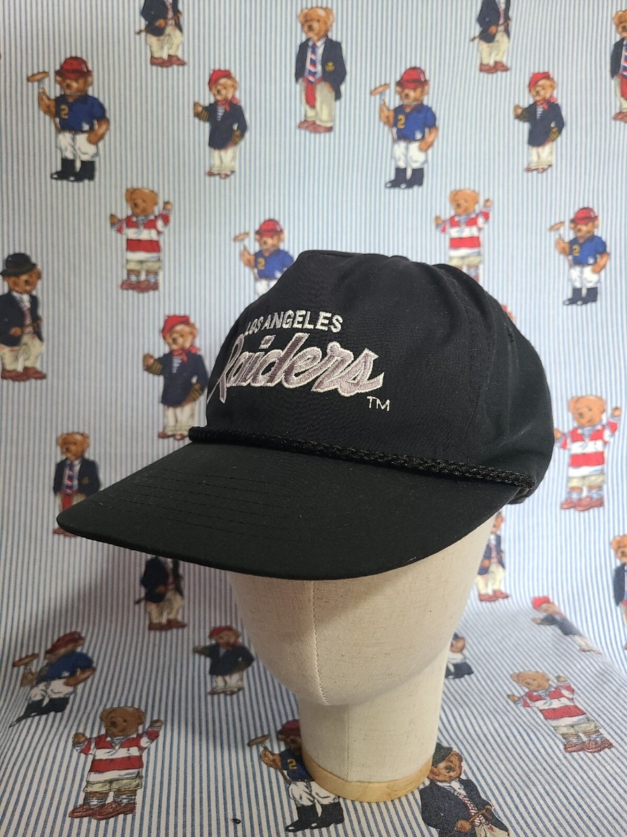 90'S Vintage Los Angeles Raiders Script Snapback Cap NFL Black Hat USA