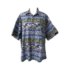 Pierre Cardin Mens XL Shirt Multicolor Vintage Hawaiian Button-Down